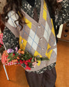 argyle button up grandpa knit vest boogzel clothing