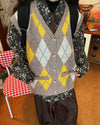 argyle button up grandpa knit vest boogzel clothing