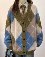 argyle pattern loose cardigan boogzel clothing