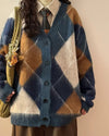 argyle pattern loose cardigan boogzel clothing