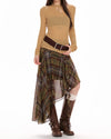 asymmetrical plaid midi skirt boogzel clothing