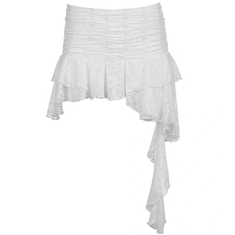 asymmetrical white lace skirt boogzel clothing