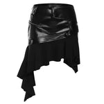 grunge asymmetric leather mini skirt boogzel clothing