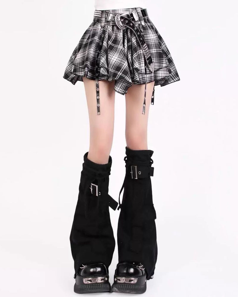 black and white plaid mini skirt boogzel clothing