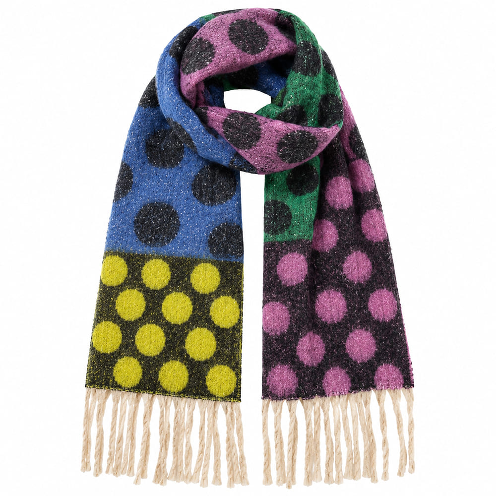 autumn polka dot fringe scarf boogzel clothing