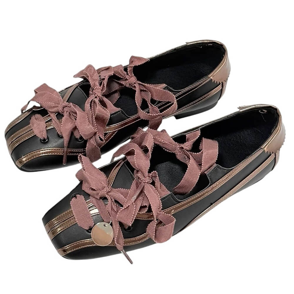 balletcore ribbon laced flats boogzel clothing