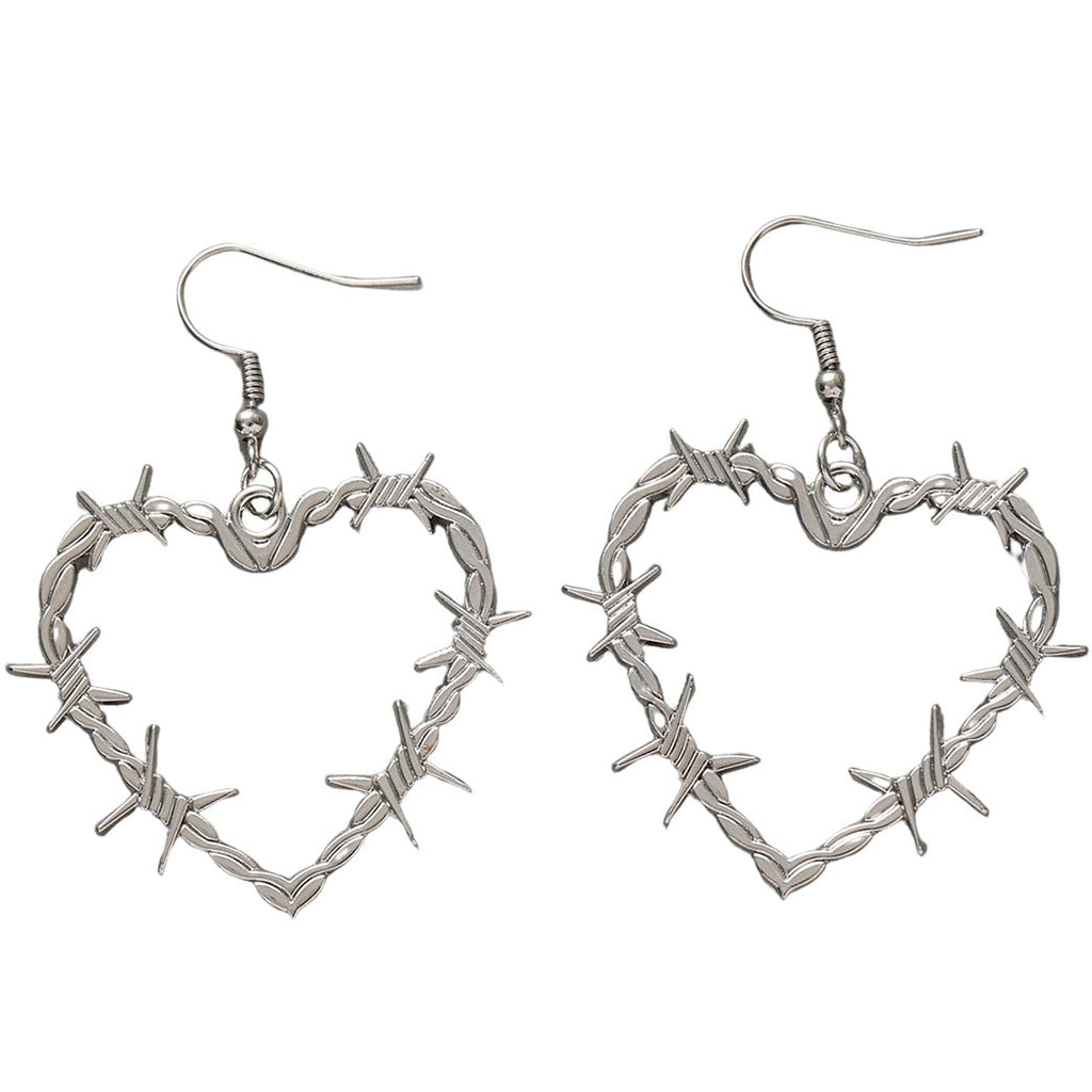Barbed Wire Heart Earrings - boogzel clothing