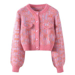 barbiecore knit cropped cardigan boogzel clothing