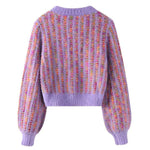 purple tweed knit cardigan boogzel clothing