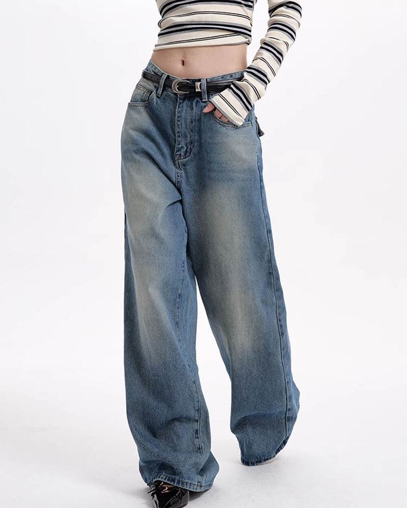 basic blue baggy jeans boogzel clothing