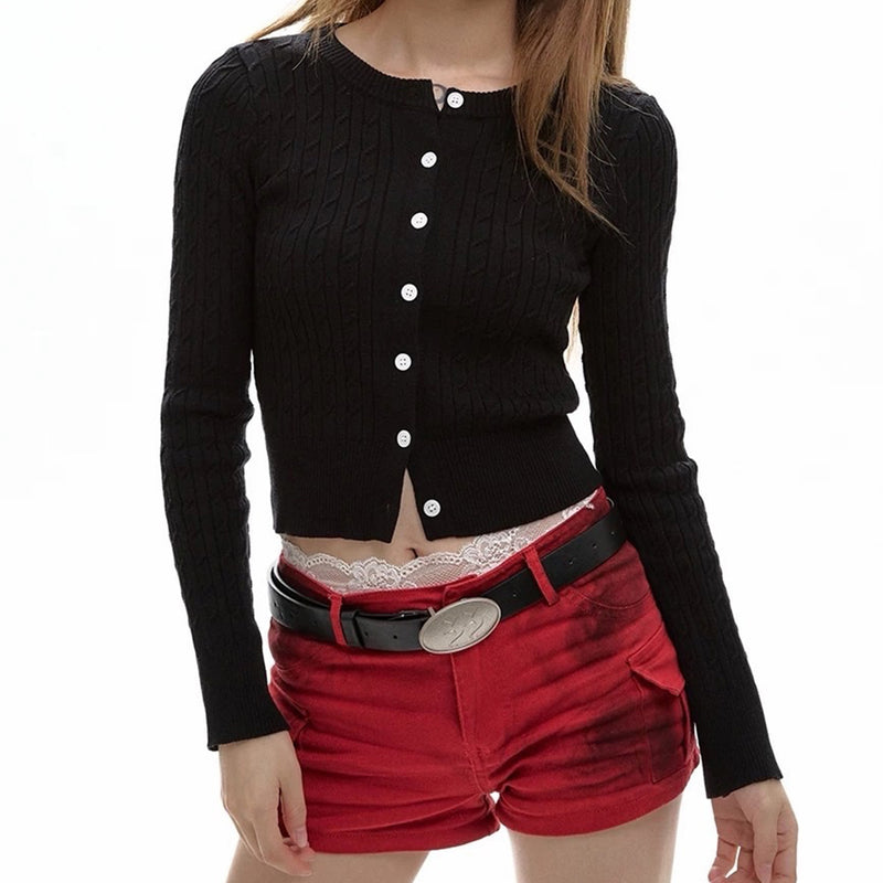 black cropped knit cardigan boogzel clothing