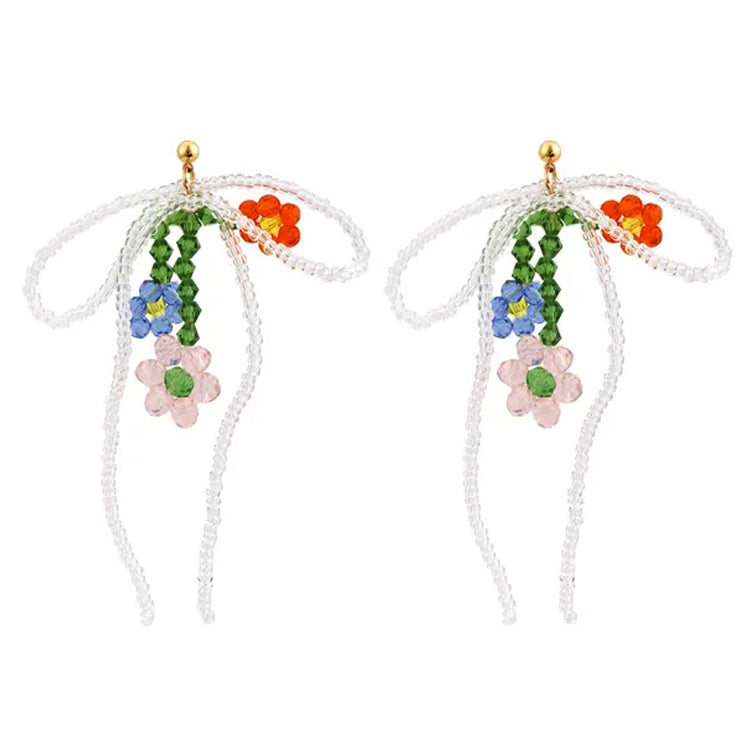 beaded bow flower earrings boogzel clothing