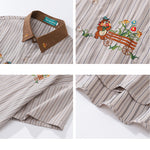 bear embroidery striped shirt boogzel clothing