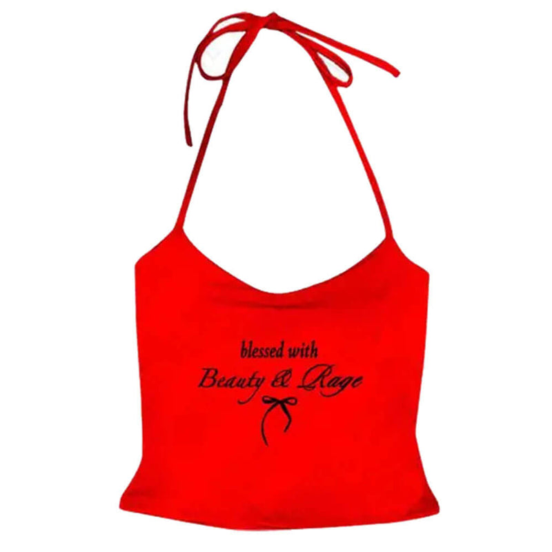 y2k red halter top boogzel clothing