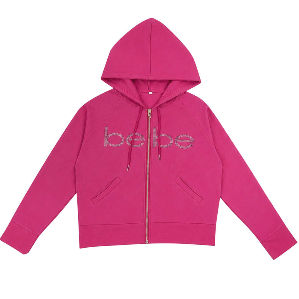 bebe pink zip up hoodie boogzel clothing