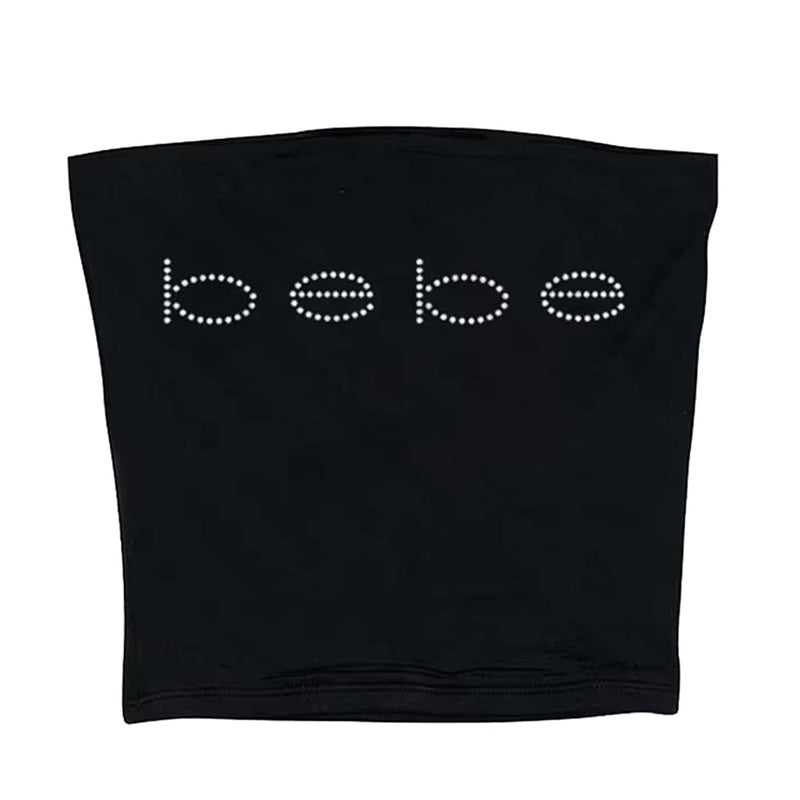 Bebe Rhinestone Black Tube Top | BOOGZEL CLOTHING – Boogzel Clothing