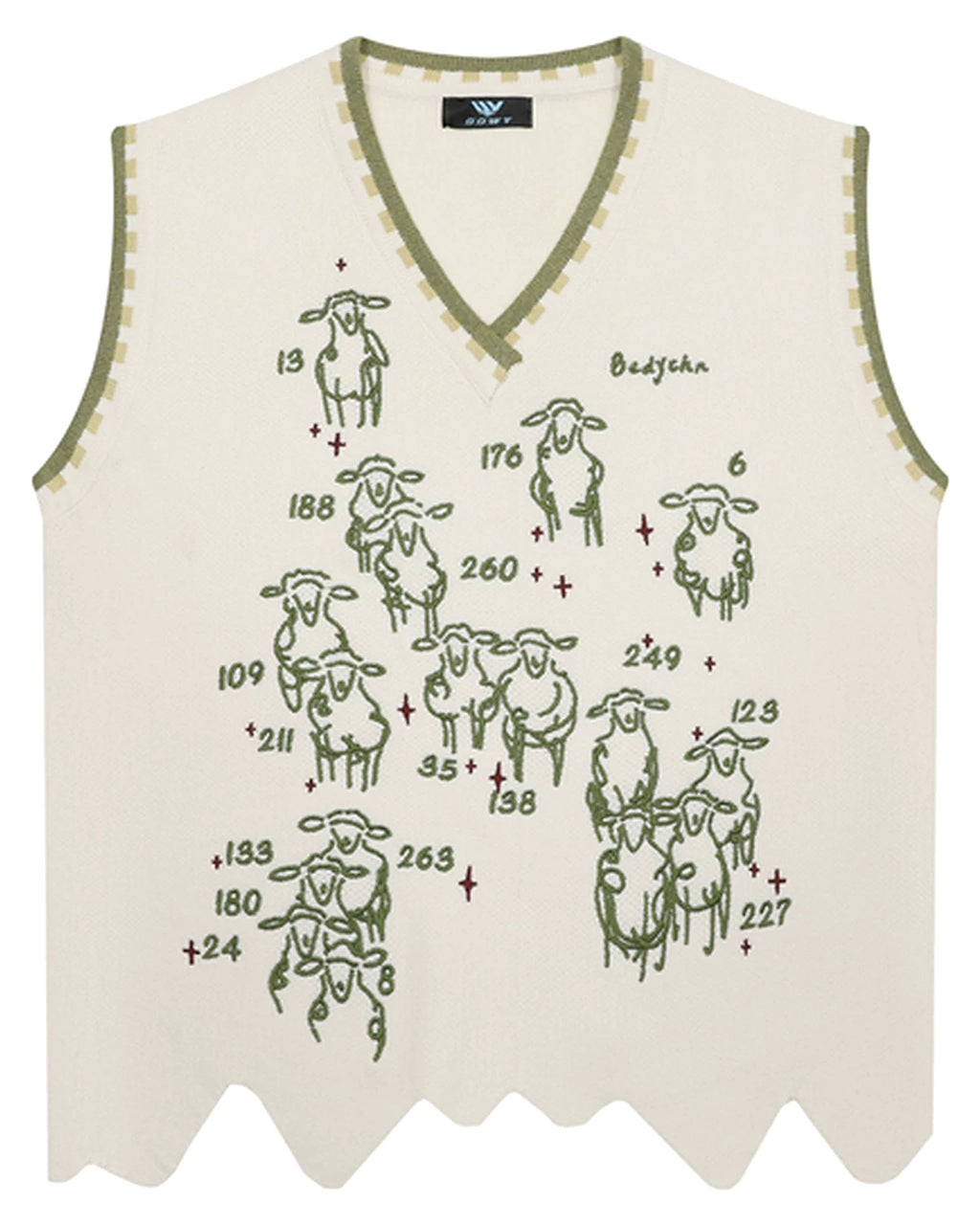 green_sheep_embroidery_sweater_vest_flat_lay_preppy_knit_vest