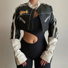 biker girl leather cropped jacket boogzel clothing