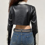 biker leather cropped jacket boogzel clothing