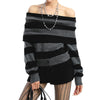black and grey off shoulder knit top boogzel clothing