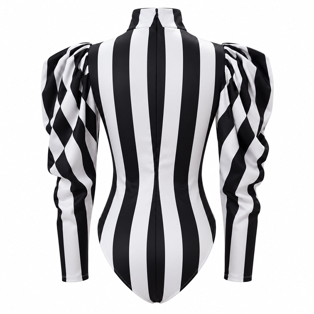 black and white striped bodysuit boogzel clothing