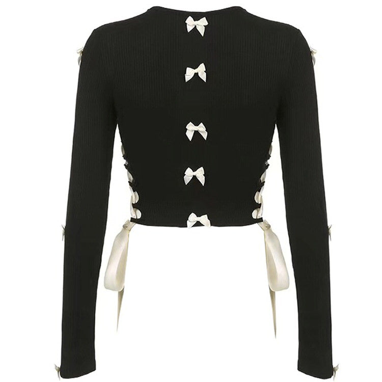 French Maid Cut Out Long Sleeve Top