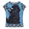 black kitten print y2k plaid top boogzel clothing