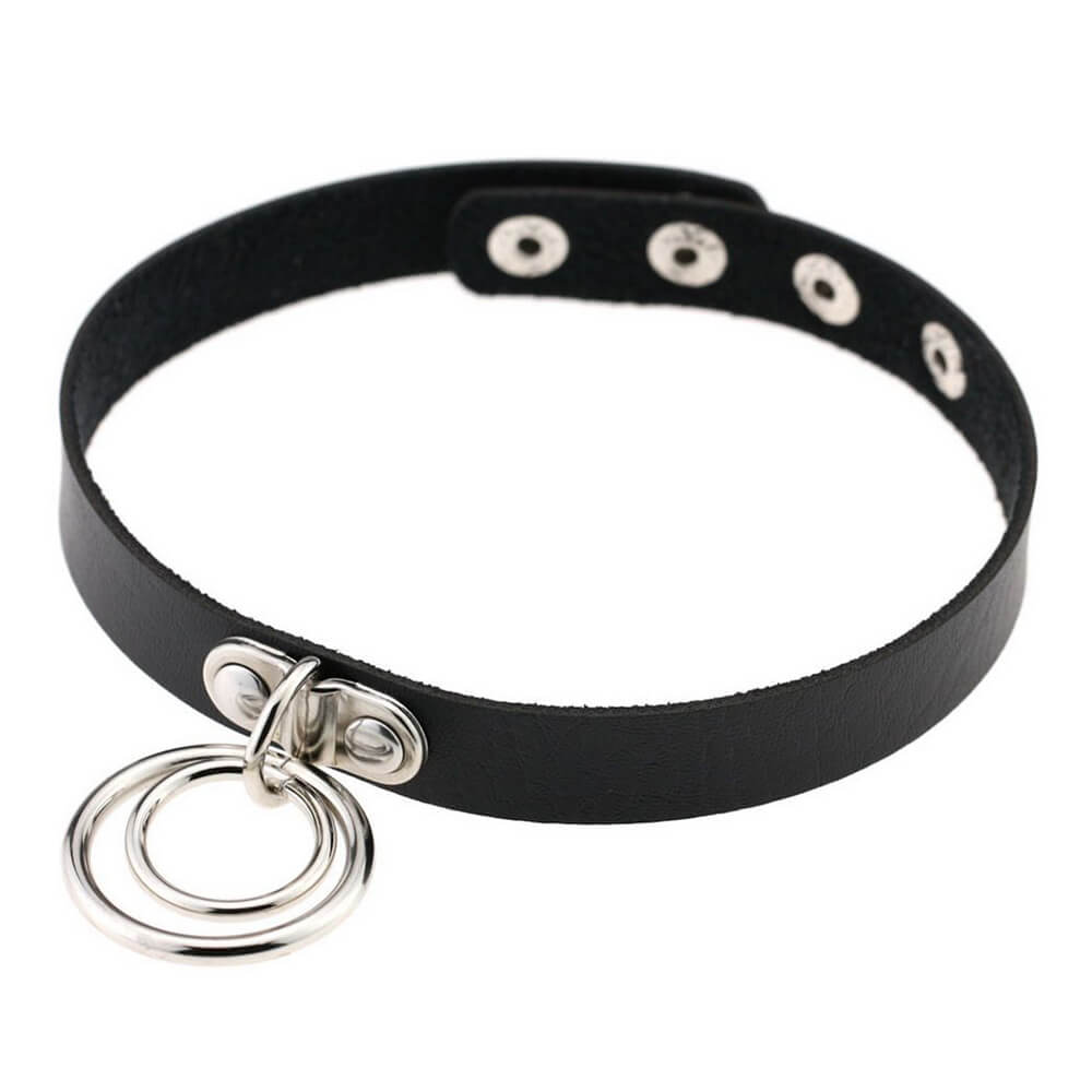 black leather choker necklace boogzel clothing