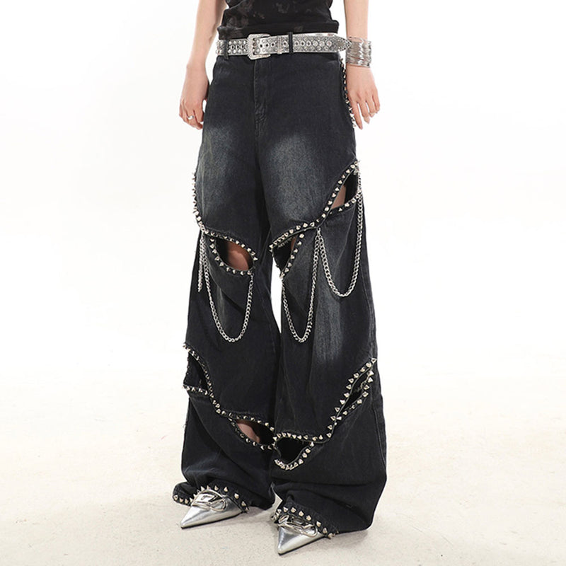 black ripped jeans with chains boogzel clothing