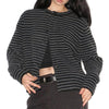 black and grey striped button up cardigan boogzel clothing