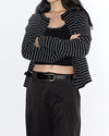 black and grey striped button up cardigan boogzel clothing