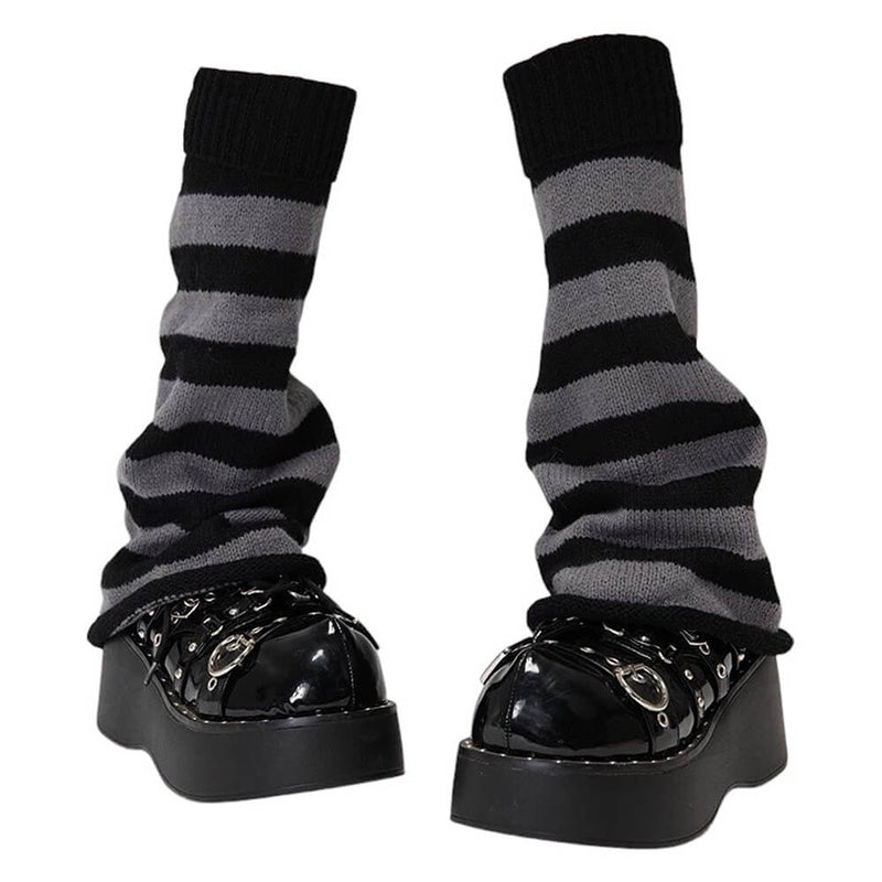 black and grey striped leg warmers boogzel clothing