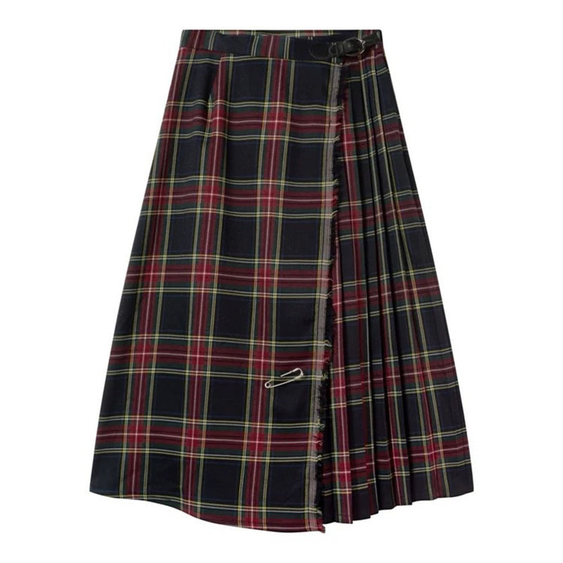 black and red plaid midi skirt boogzel clothing