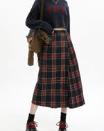 black and red plaid midi skirt boogzel clothing