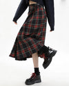 black and red plaid midi skirt boogzel clothing