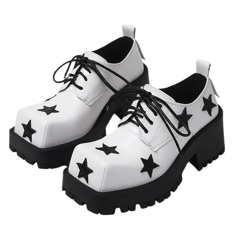 black and white star platform boots boogzel clothing