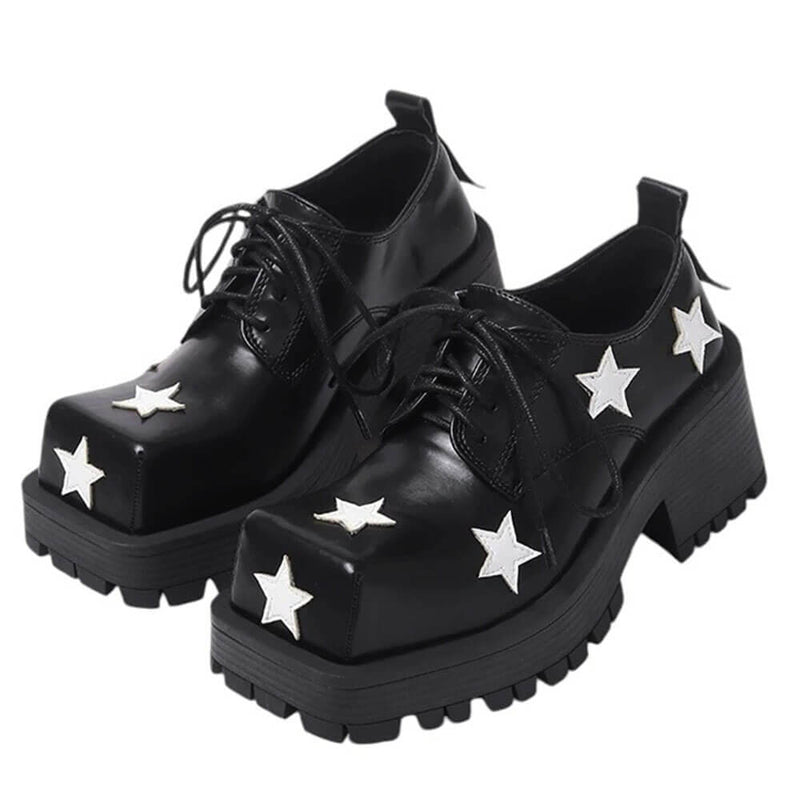 black and white star platform boots boogzel clothing