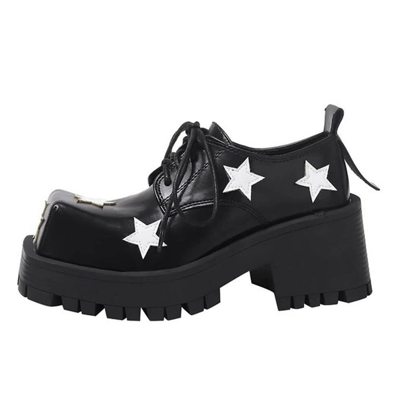 black and white star platform oxfords boogzel clothing