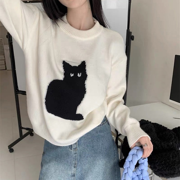 Black Cat Aesthetic Sweater AESTHETIC CLOTHES – Boogzel Clothing