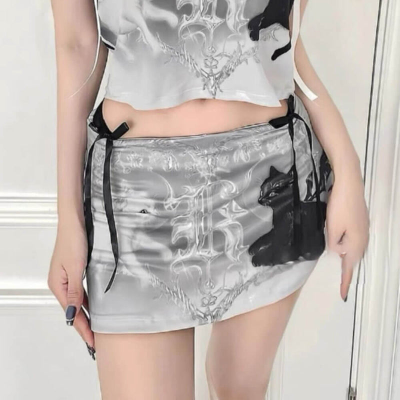 black cat mini skirt boogzel clothing