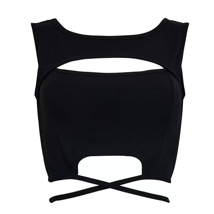 black cutout crop top boogzel clothing