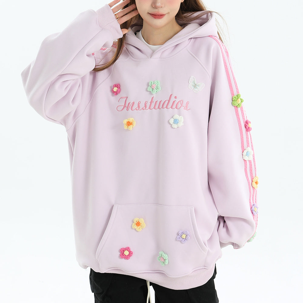 Blokette Aesthetic Floral Embroidery Hoodie