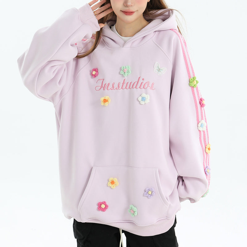 Blokette Aesthetic Floral Embroidery Hoodie