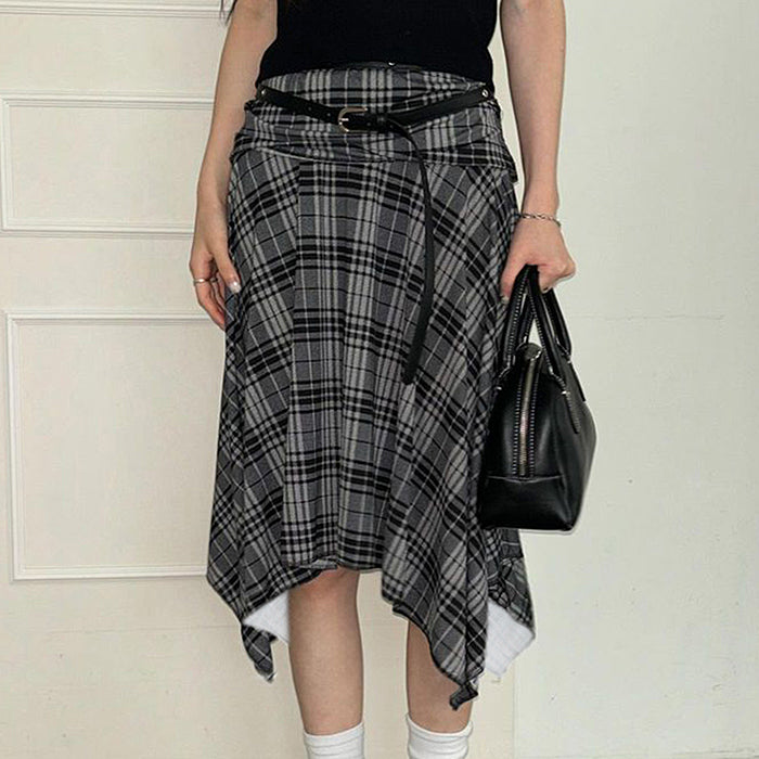 blokette asymmetrical plaid skirt boogzel clothing