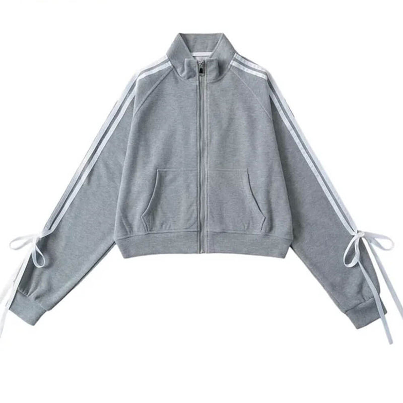 bows side stripe zip up sweatshirt boogzel clothing