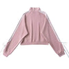 pink bows side stripe zip up sweatshirt boogzel clothing