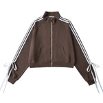 blokette bows side stripe zip up sweatshirt boogzel clothing