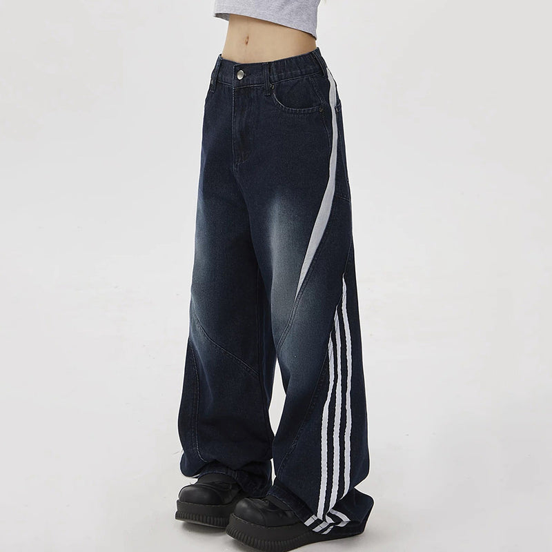 blokette side stripe wide leg jeans boogzel clothing