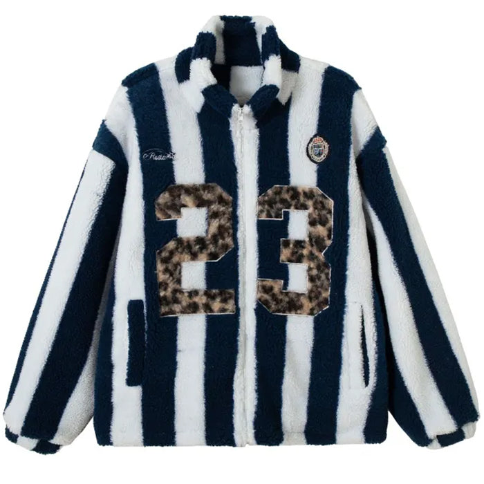 blokette stripe fleece jacket boogzel clothing