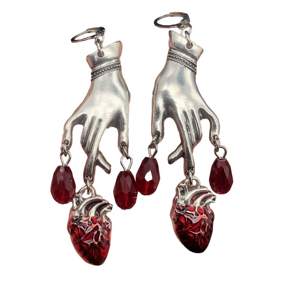 bloody heart dangle earrings boogzel clothing
